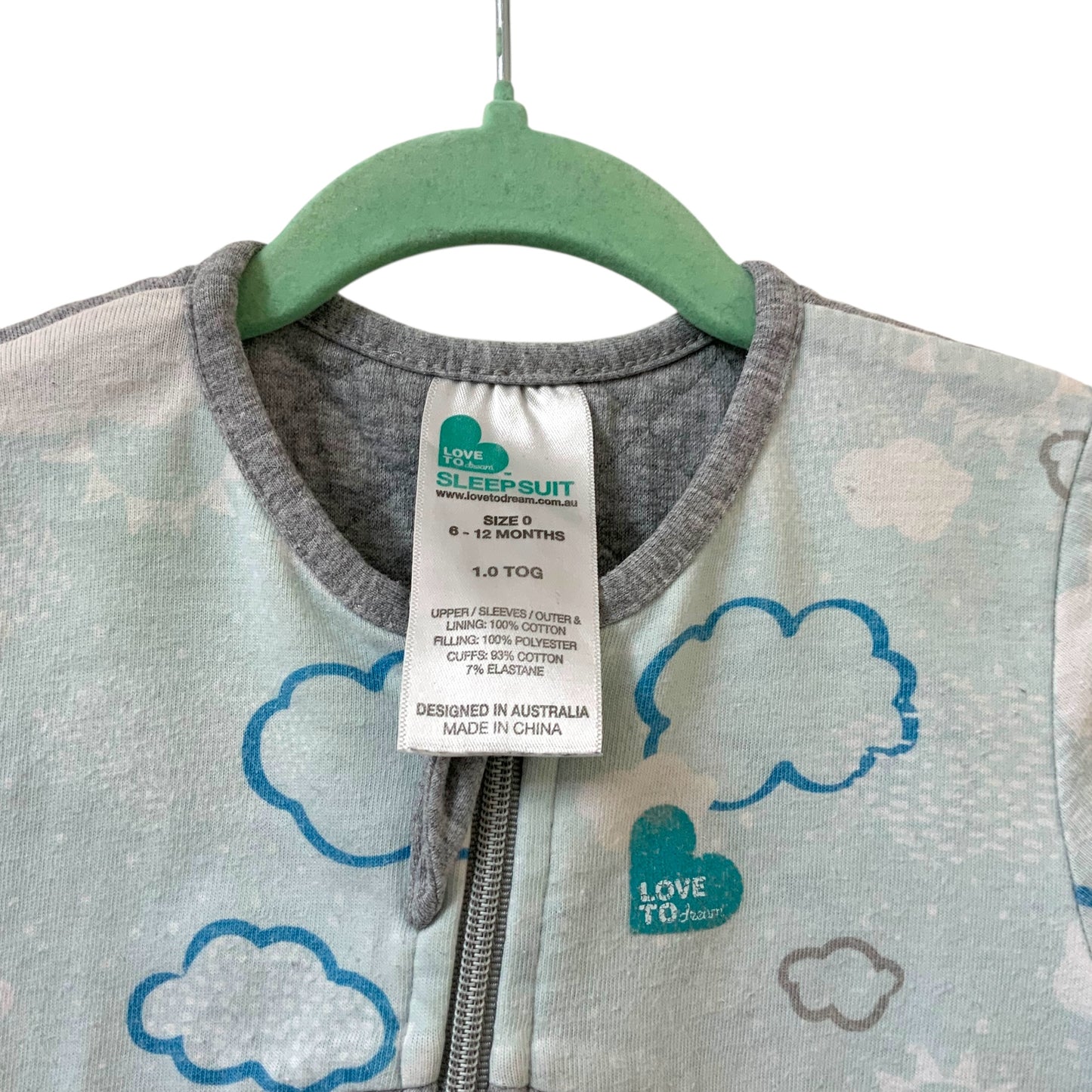 Love to Dream Baby Sleep Suit 1.0 TOG Short Sleeve | Size 0 (6–12M)