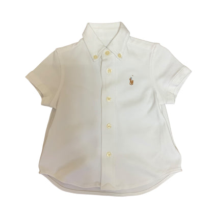 Ralph Lauren Baby Boys 2-Piece Set White Shirt & Blue Stripe Shorts | Size 9M