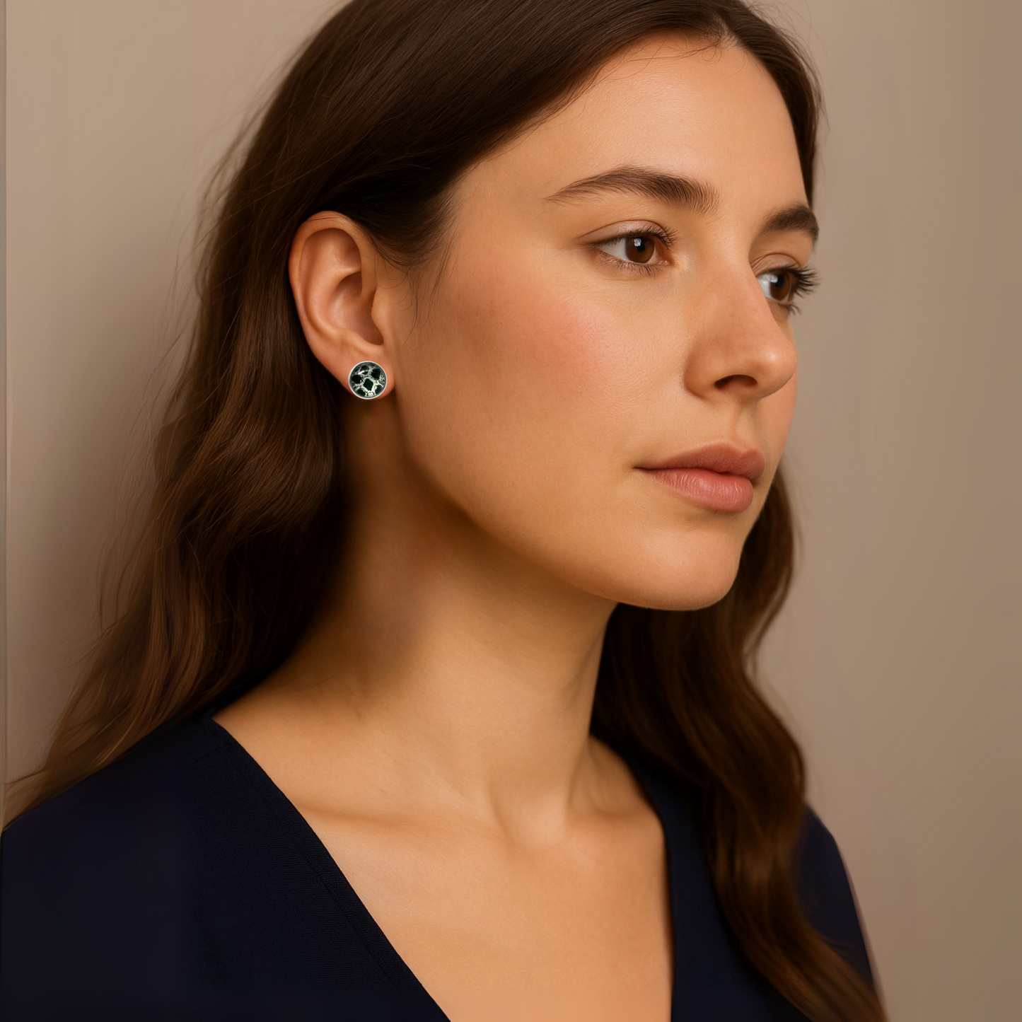 Animal Print Stud Earrings – Rhodium Plated Silver Colour, Everyday Jewellery