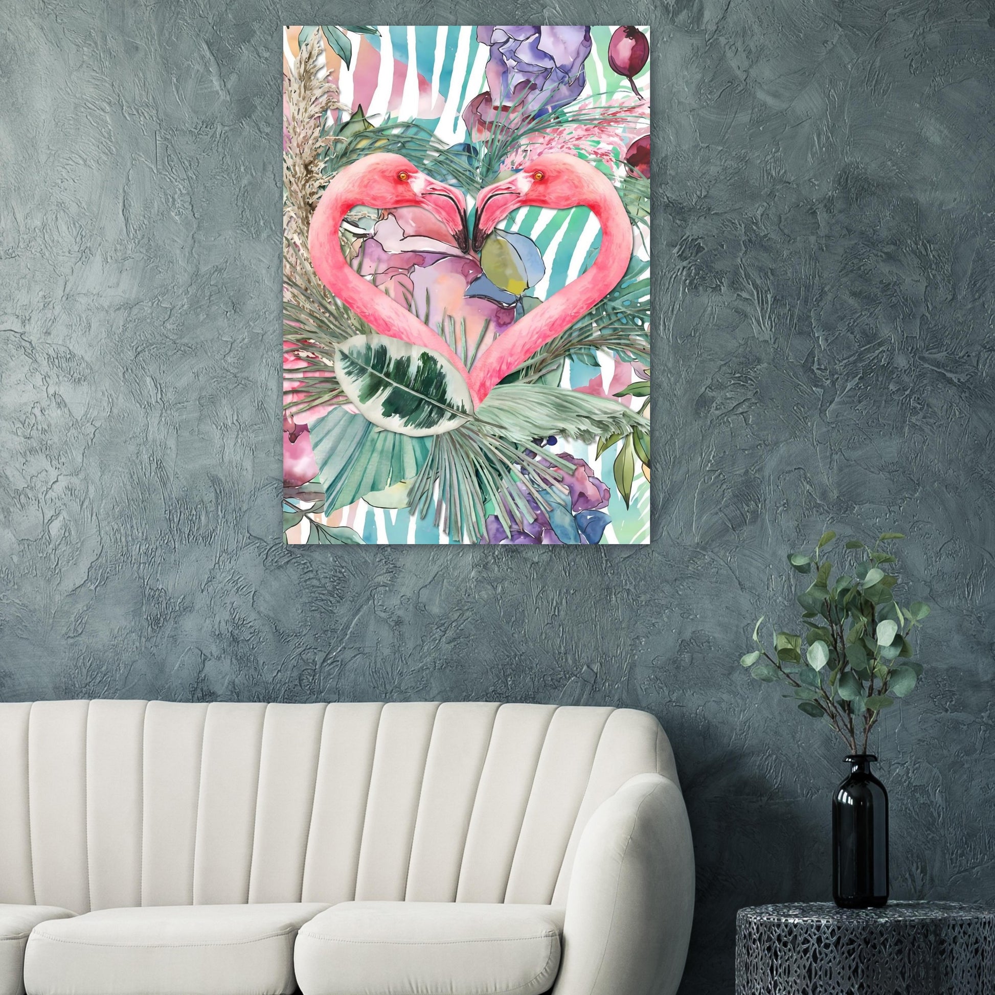 Flamingo Love Tropical Wall Art Poster