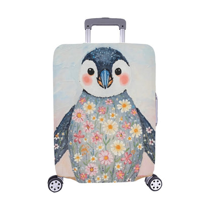 Floral Penguin Luggage Cover One Size ART00019 Luggage Cover (22"-25") (Medium)