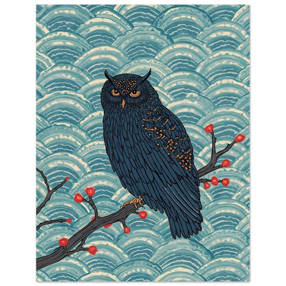 Midnight Owl Japanese Art Wall Poster 27x35 cm 11x14″
