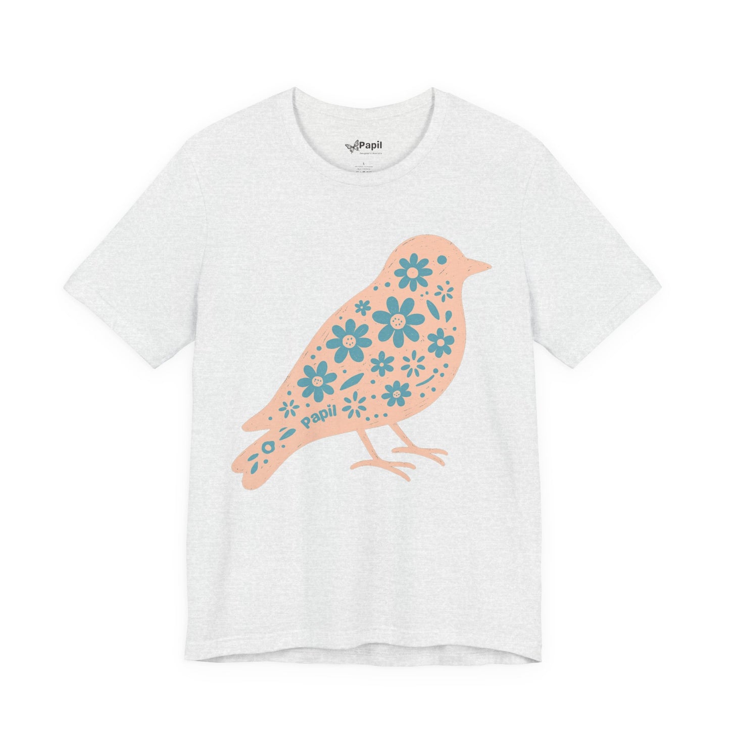 Little Bird, Big Charm — Floral Spring Bird Unisex Graphic Tee Ash