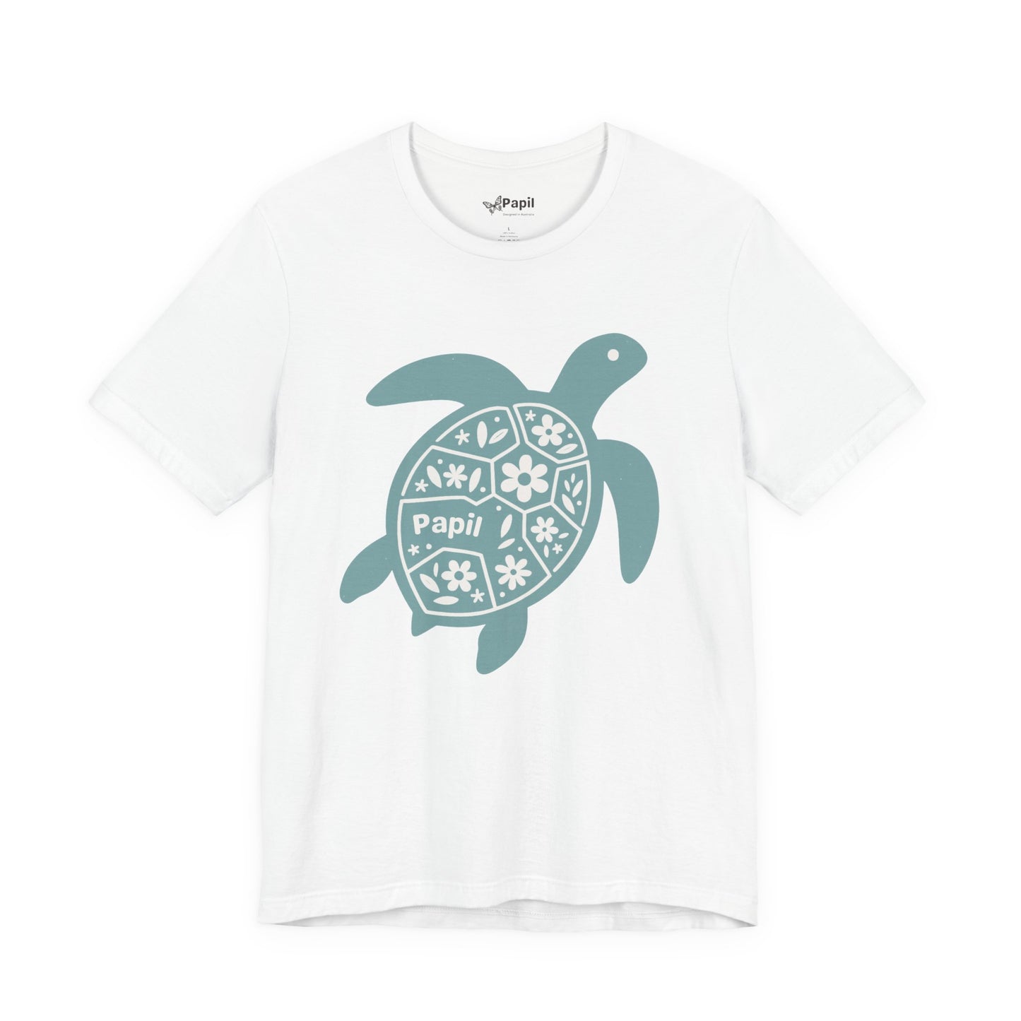 Shell Yeah! Floral Sea Turtle Unisex Graphic Tee White