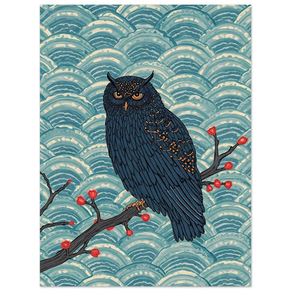 Midnight Owl Japanese Art Wall Poster 75x100 cm 30x40″