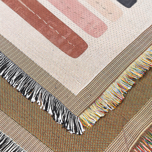 Boho Rainbow Woven Throw Blanket, Neutral Nursery Print