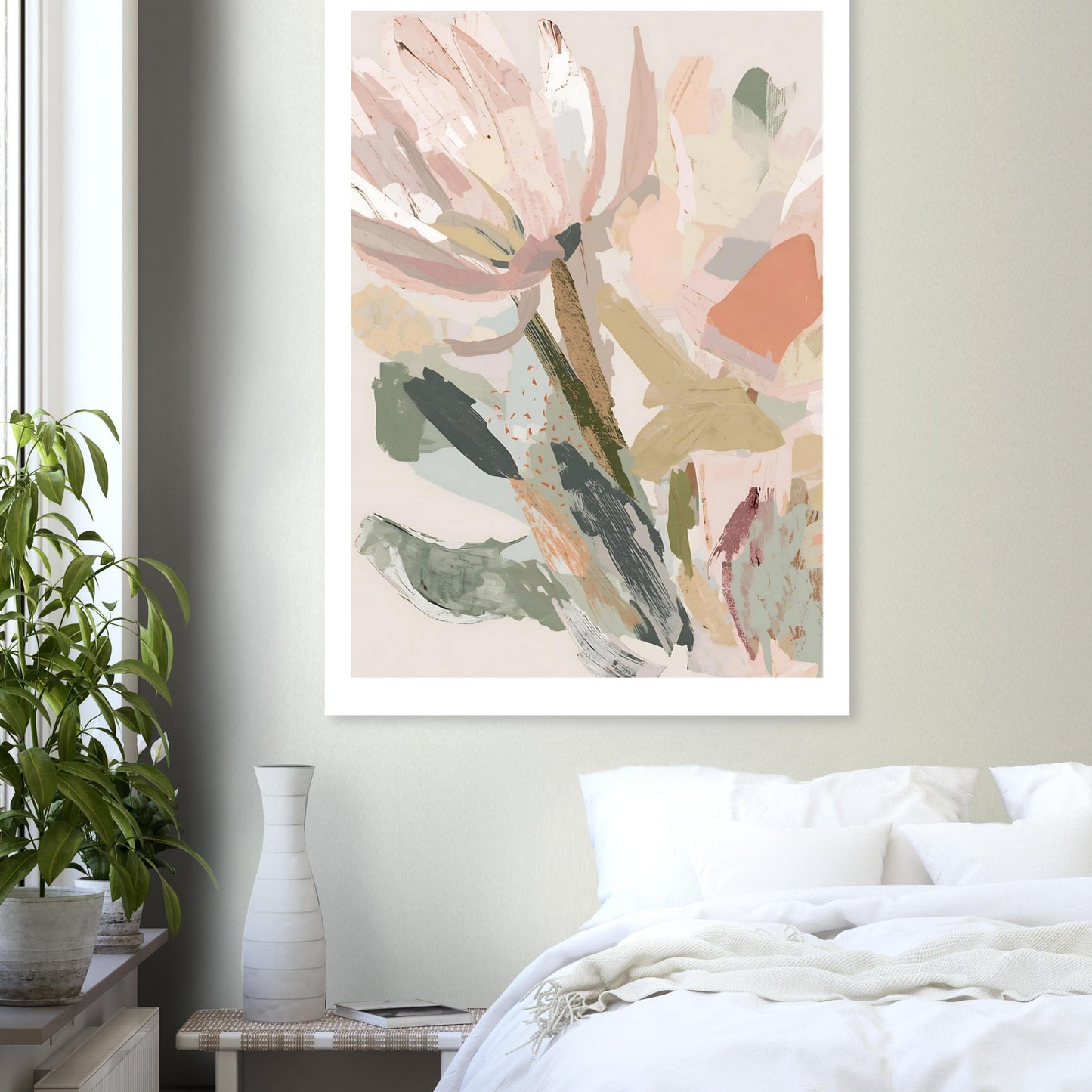 Abstract Floral Canvas Wall Art | Modern Minimalist Botanical Painting | Digital Wall Art