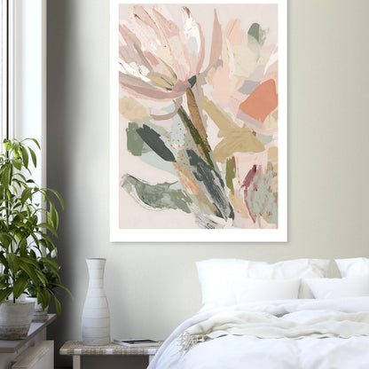 Abstract Floral Canvas Wall Art | Modern Minimalist Botanical Painting | Digital Wall Art