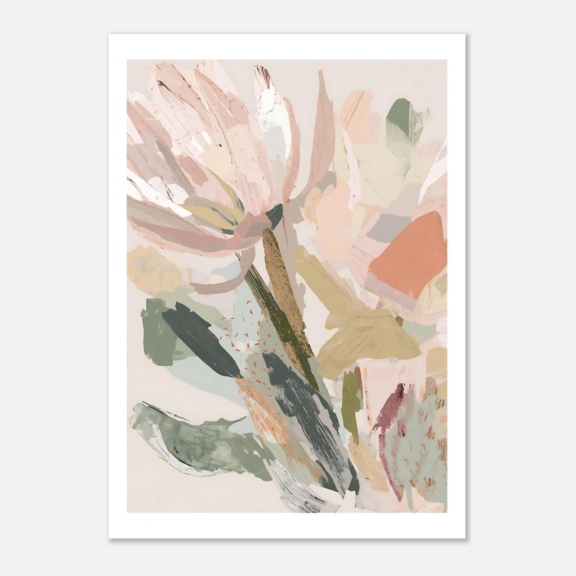 Abstract Floral Canvas Wall Art | Modern Minimalist Botanical Painting | Digital Wall Art