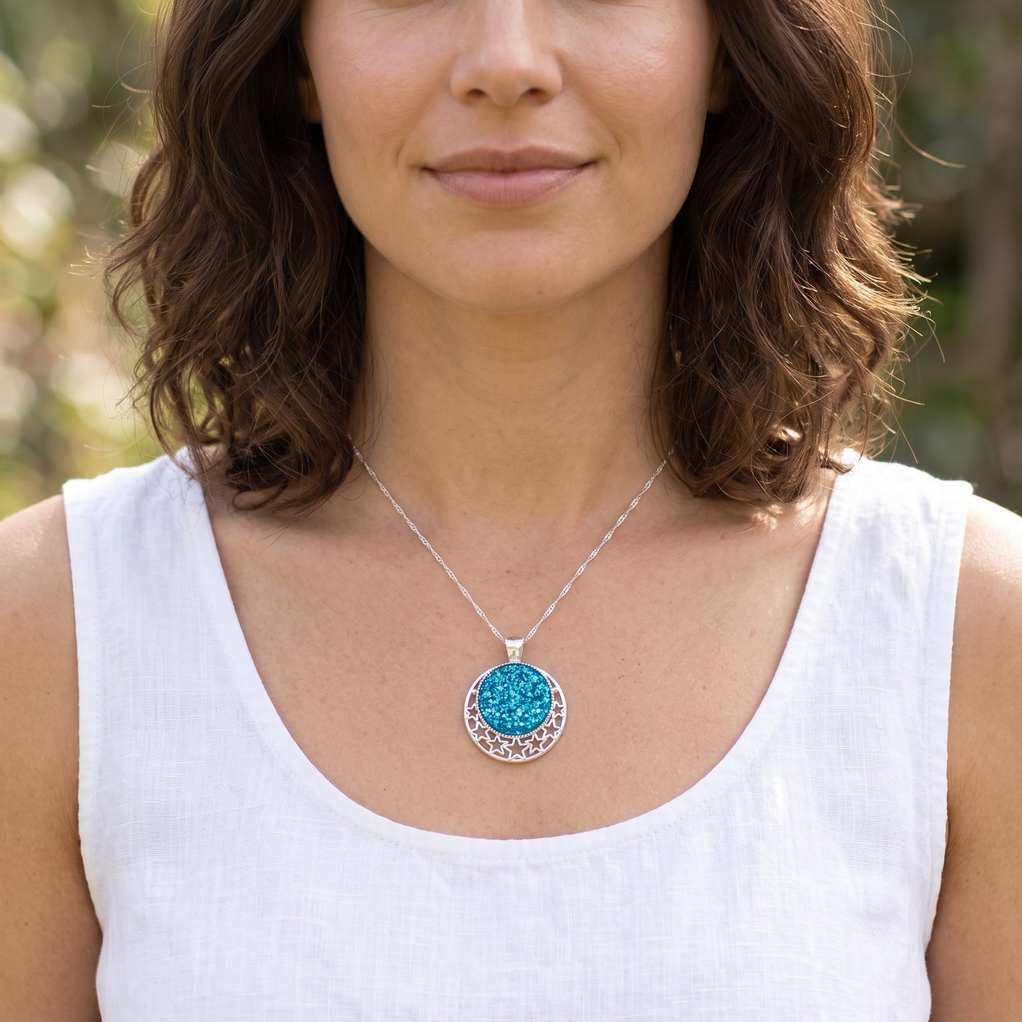 Sparkle & Shine Glitter Star Pendant Necklace, Handmade Statement Piece