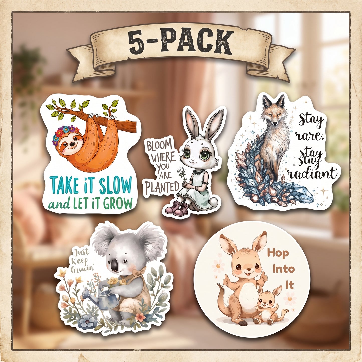 Motivational & Positivity Sticker 5-Pack | Inspirational Vinyl Decal Bundle