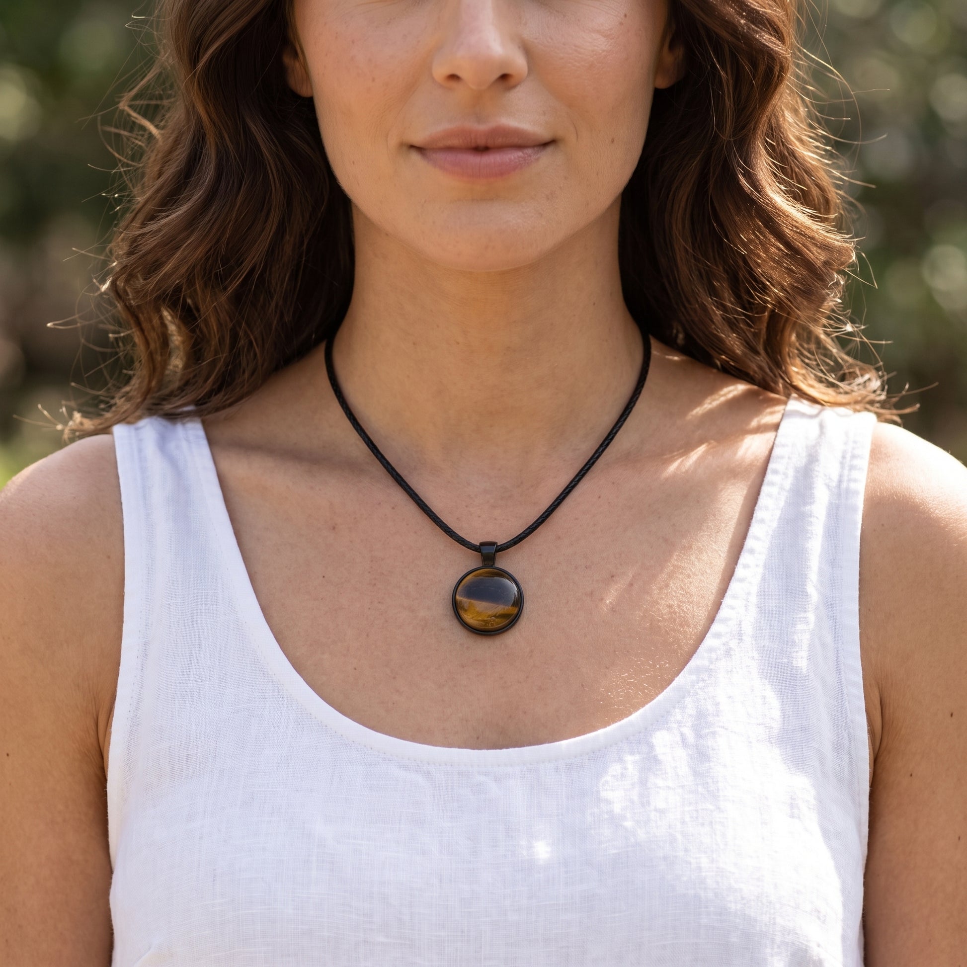 Tiger Eye Natural Stone Necklace, Handmade Grounding Gemstone Pendant
