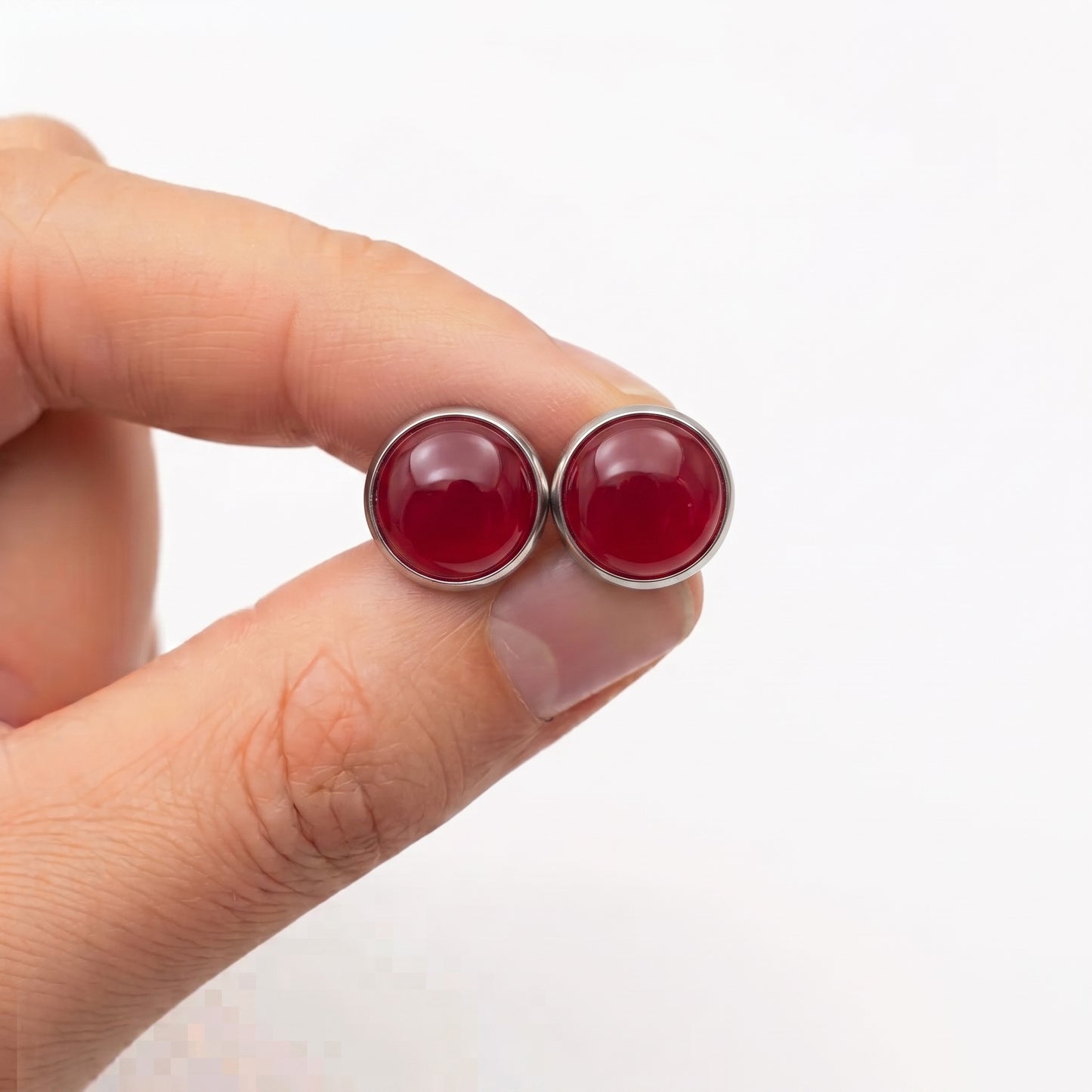 Glossy Dome Stud Earrings, Handmade Shiny Colour-Pop Studs