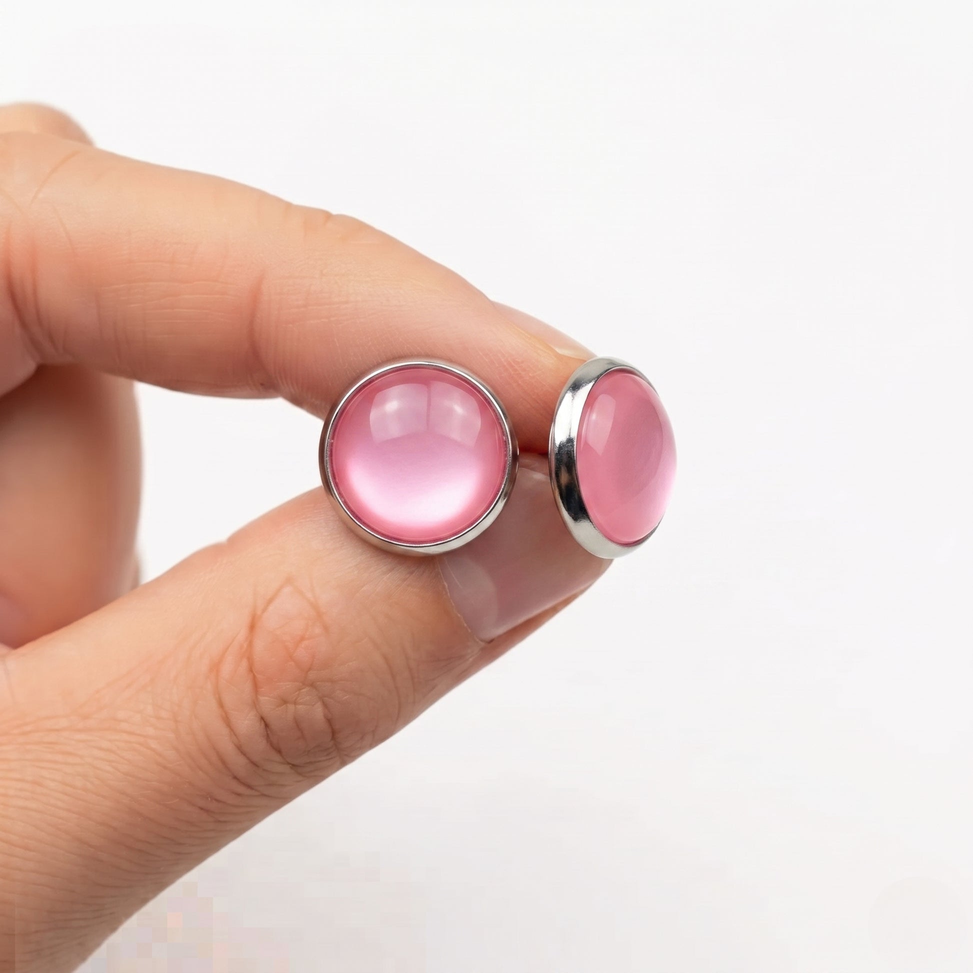 Glossy Dome Stud Earrings, Handmade Shiny Colour-Pop Studs