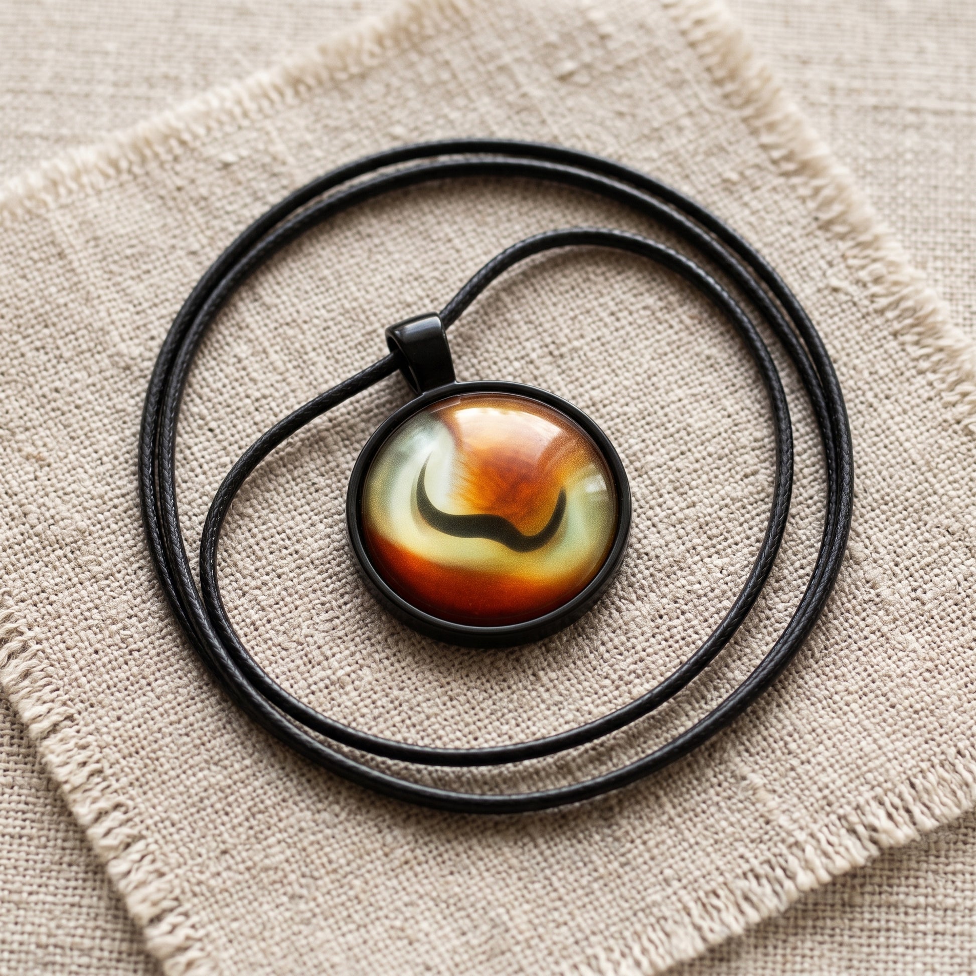 Earthy Marble Twirl Necklace, Handmade Stone-Look Pendant