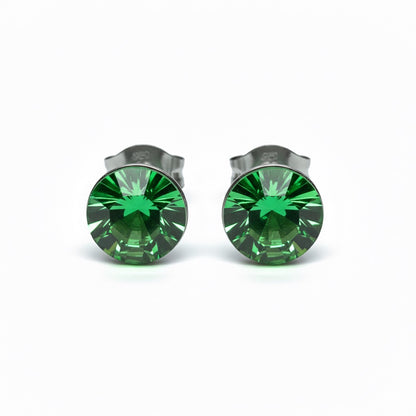Crystal Stud Earrings – Stainless Steel with Pointed-Back Glass Crystals