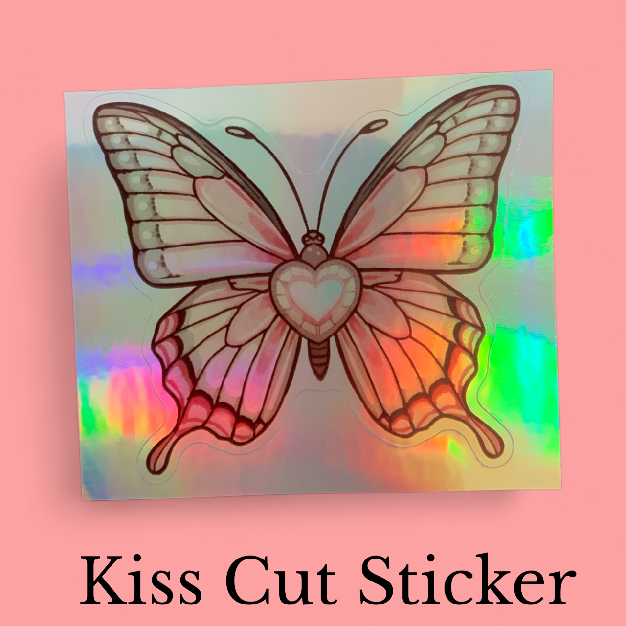 Heartwing Butterfly Rainbow | Fantasy | Holographic Foil | Kiss-Cut Sticker