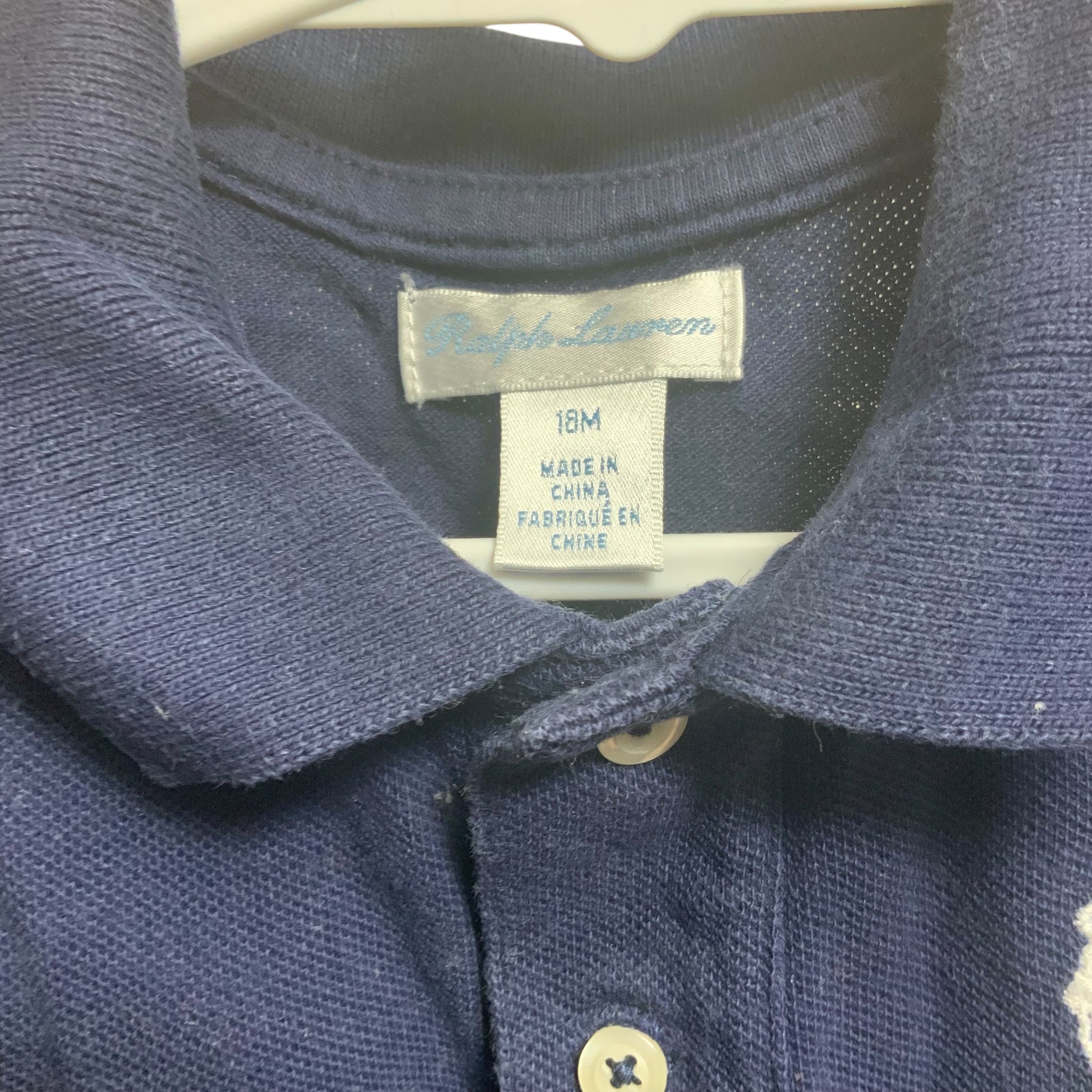 Ralph Lauren Polo Baby T-Shirt | Navy Collared | 18M | Pre-Owned Good