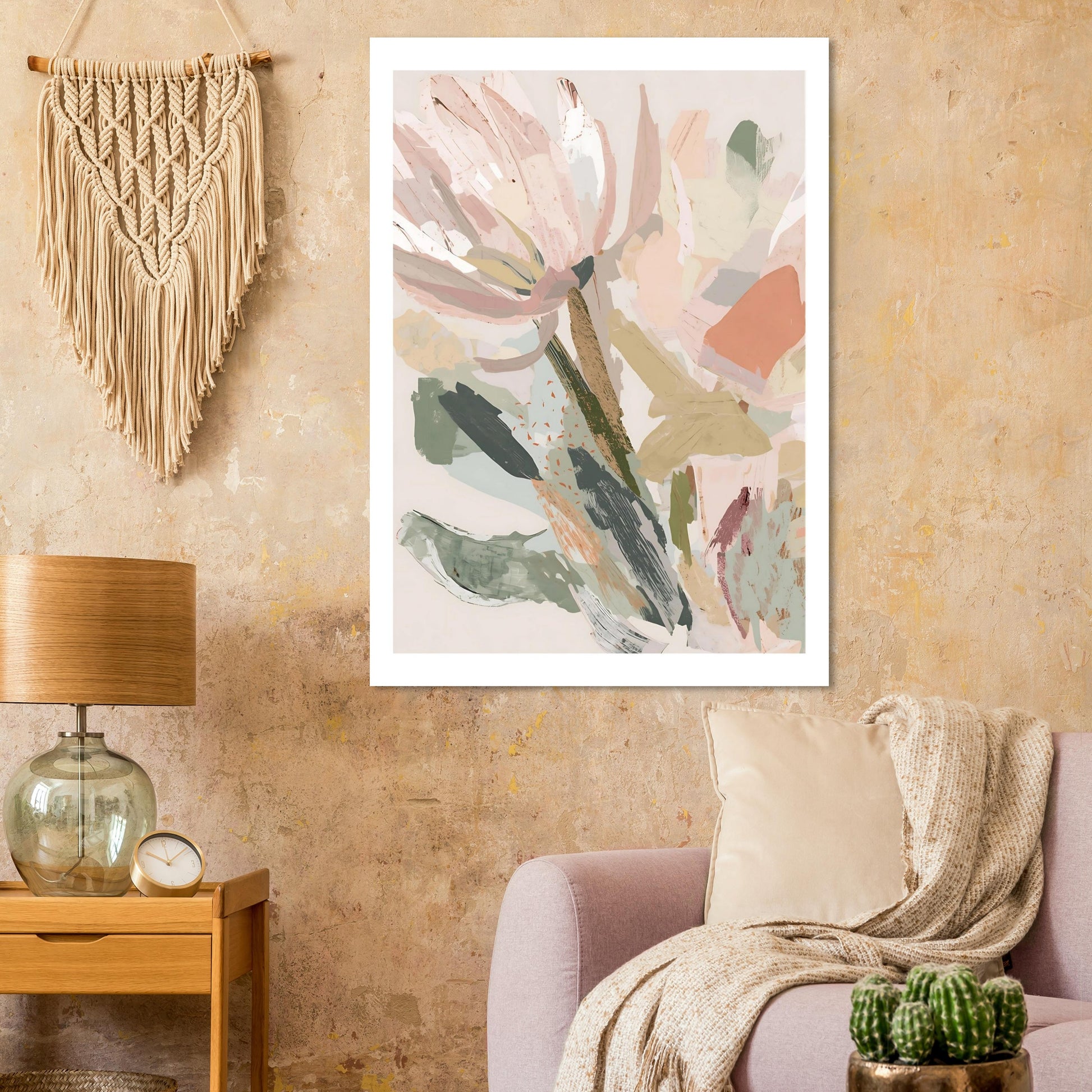 Abstract Floral Canvas Wall Art | Modern Minimalist Botanical Painting | Digital Wall Art
