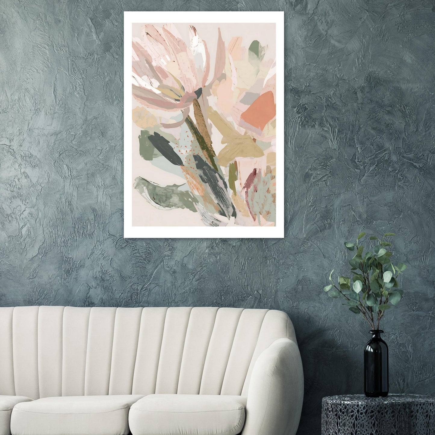 Abstract Floral Canvas Wall Art | Modern Minimalist Botanical Painting | Digital Wall Art