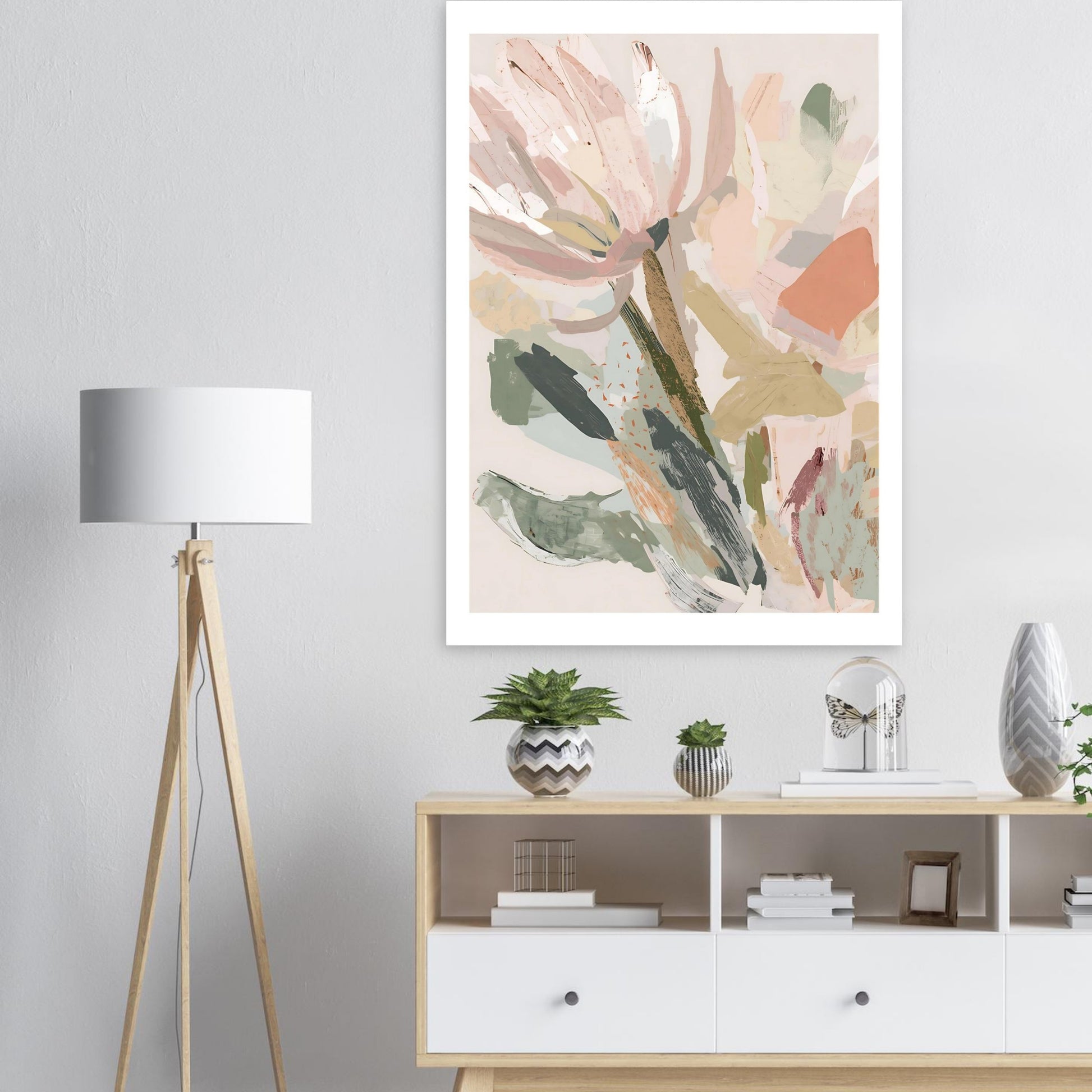 Abstract Floral Canvas Wall Art | Modern Minimalist Botanical Painting | Digital Wall Art