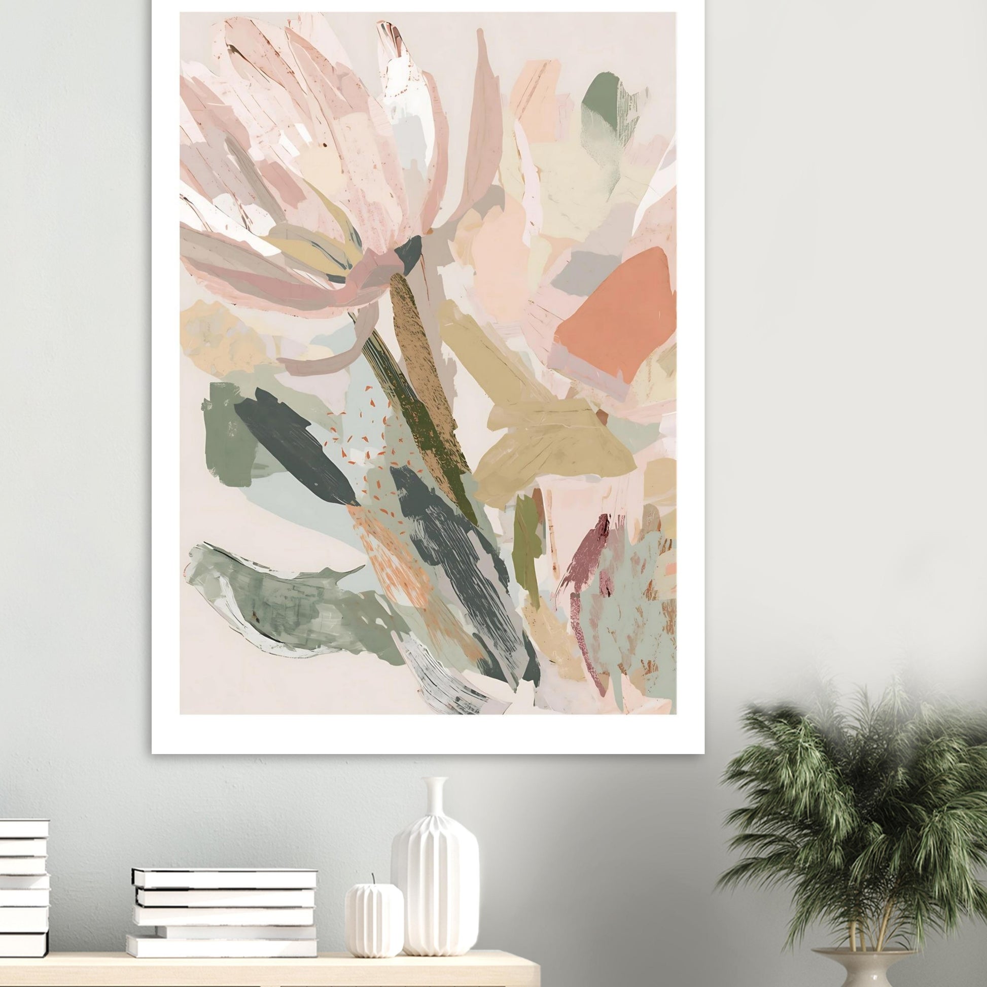 Abstract Floral Canvas Wall Art | Modern Minimalist Botanical Painting | Digital Wall Art