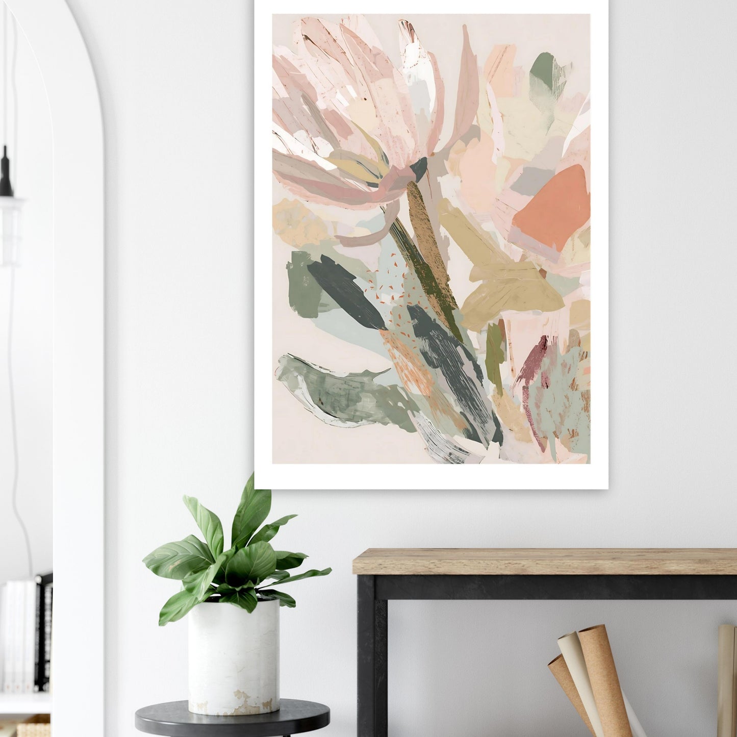 Abstract Floral Canvas Wall Art | Modern Minimalist Botanical Painting | Digital Wall Art