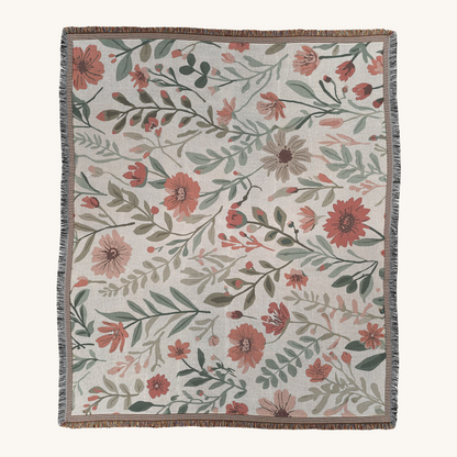Rustic Wildflower Woven Throw Blanket | Cottagecore Floral Design | Soft Printed Tapestry Blanket for Sofa, Bed & Home Décor Default Title