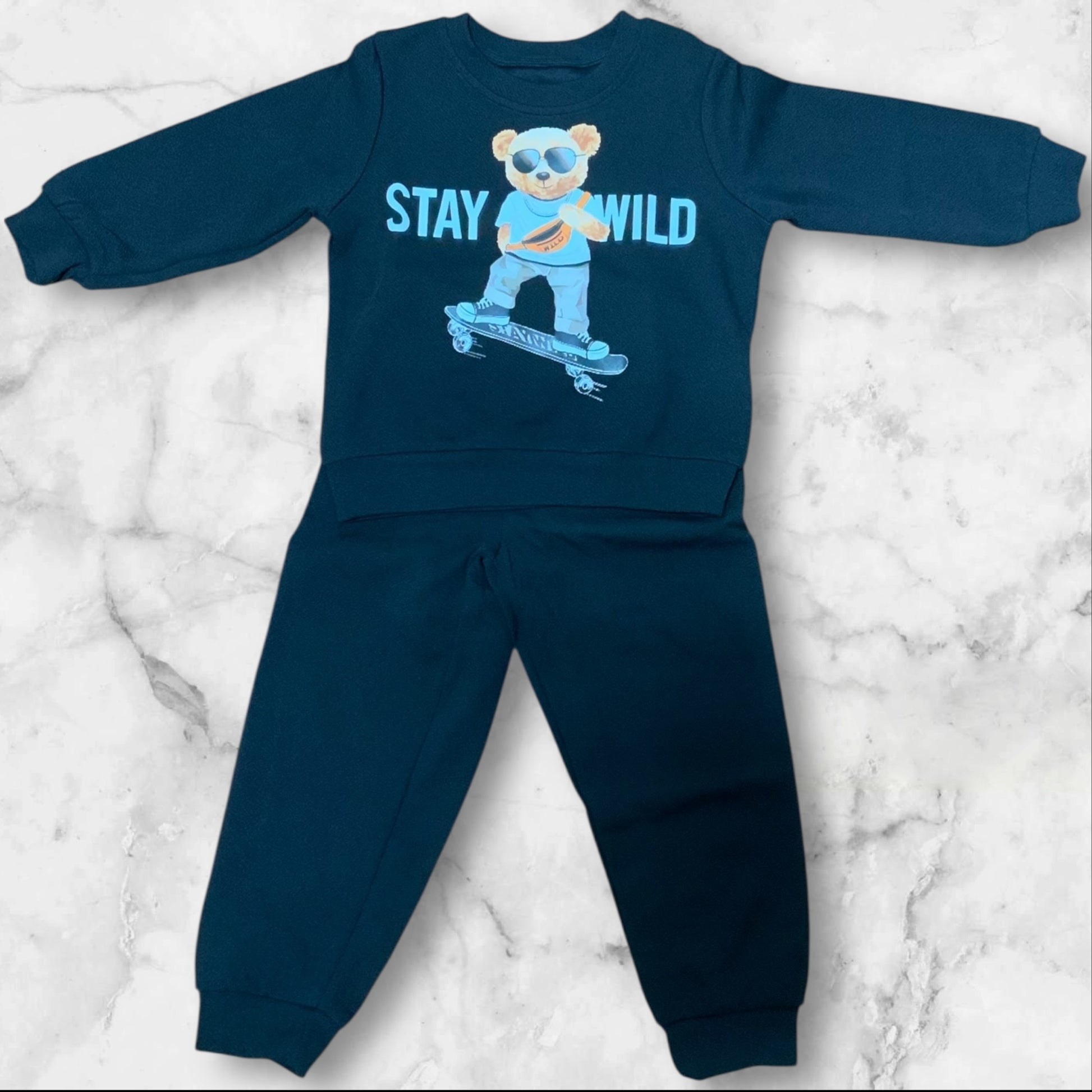 Shein Boys 2-Piece Set | Black Bear Sweater + Track Pants | Size 4Y (3-4 Years) | NWOT