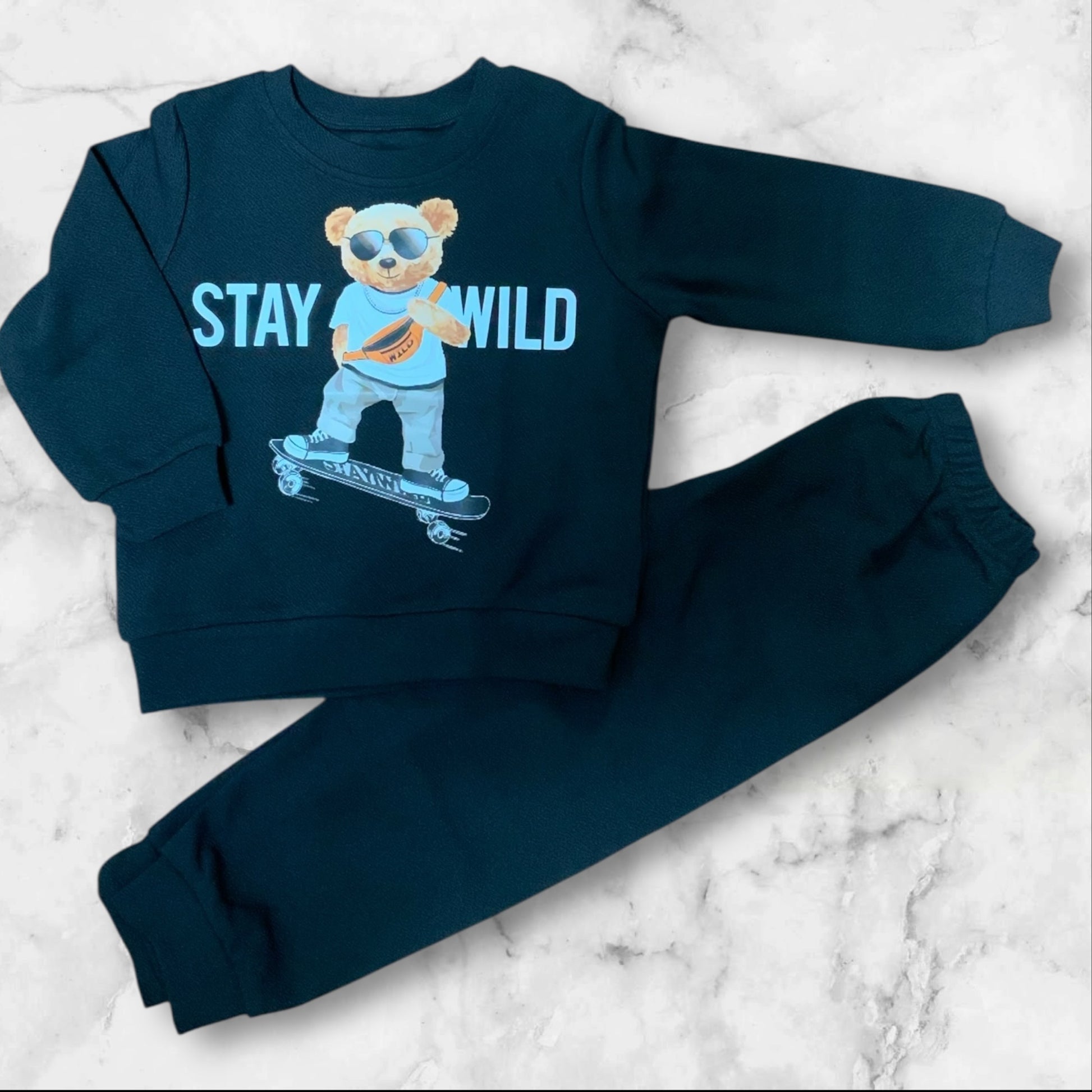 Shein Boys 2-Piece Set | Black Bear Sweater + Track Pants | Size 4Y (3-4 Years) | NWOT