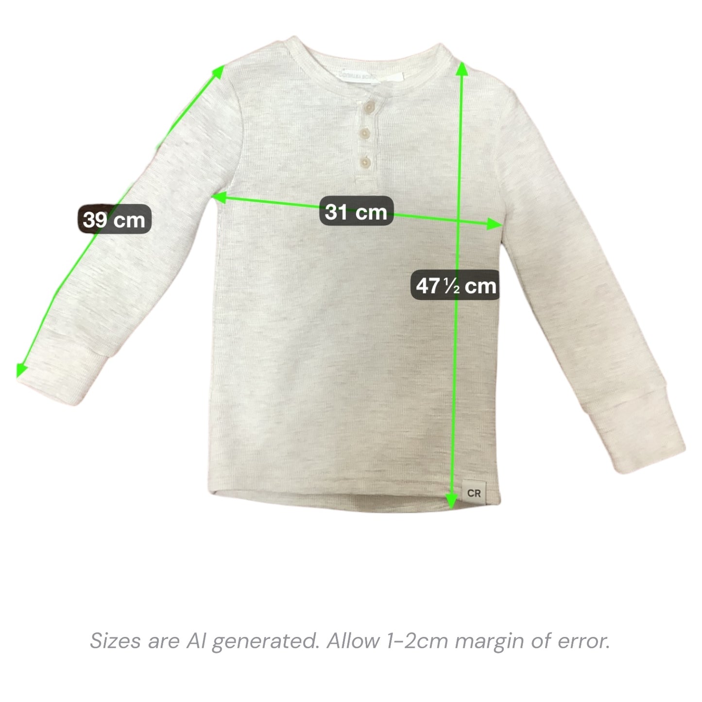 Country Road | Boys Henley Top | Cream | Long Sleeve | Size 3 | Pre-Owned