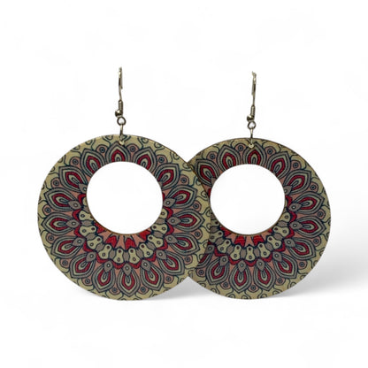 Boho Style Double Sided Wooden Earrings – Handmade Lightweight Jewellery Style 9