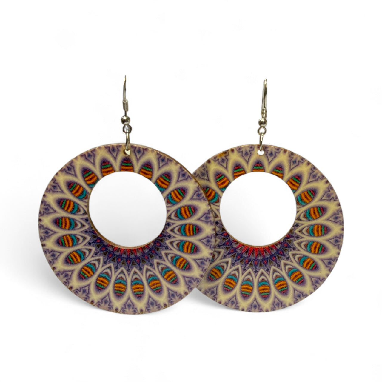 Boho Wooden Necklace & Earrings Set – Style 1, Handmade Matching Printed Wood Jewellery