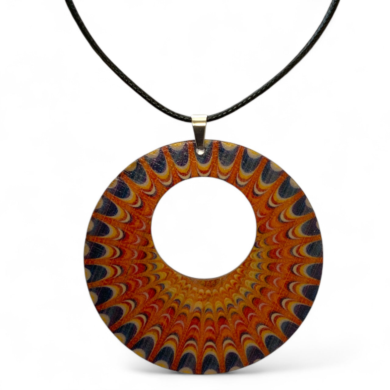 Boho Wooden Necklace & Earrings Set – Style 6, Handmade Matching Printed Wood Jewellery