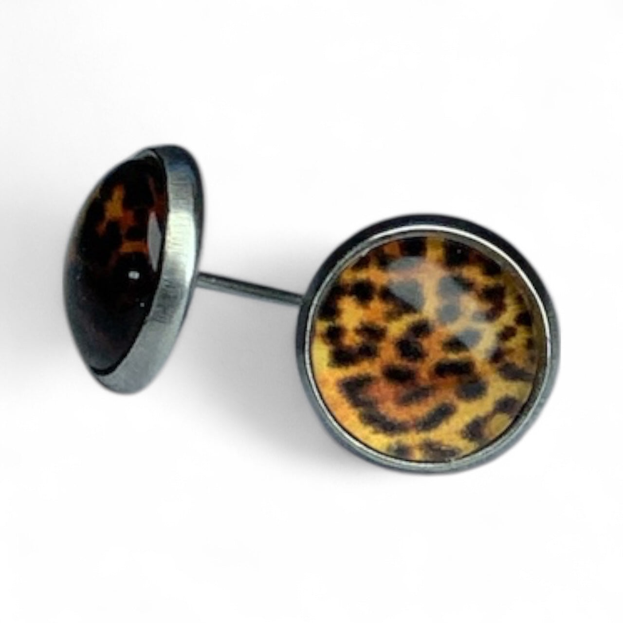 Wild Animal Print Round Dome Stainless Steel Stud Earrings