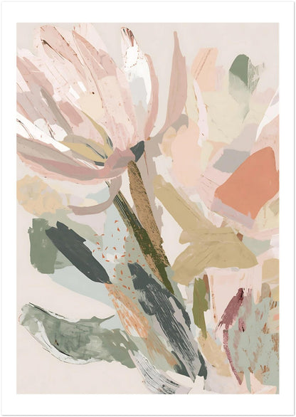 Abstract Floral Canvas Wall Art | Modern Minimalist Botanical Painting | Digital Wall Art