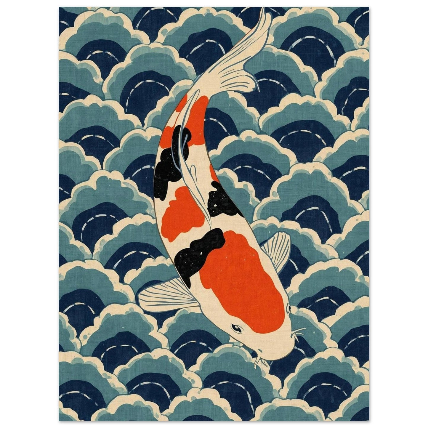 Koi Wave Japanese Art Wall Poster 45x60 cm 18x24″