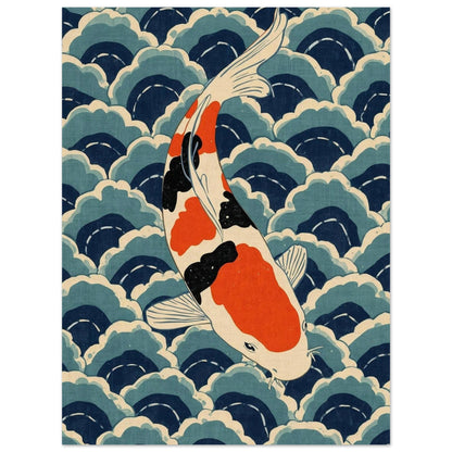 Koi Wave Japanese Art Wall Poster 45x60 cm 18x24″