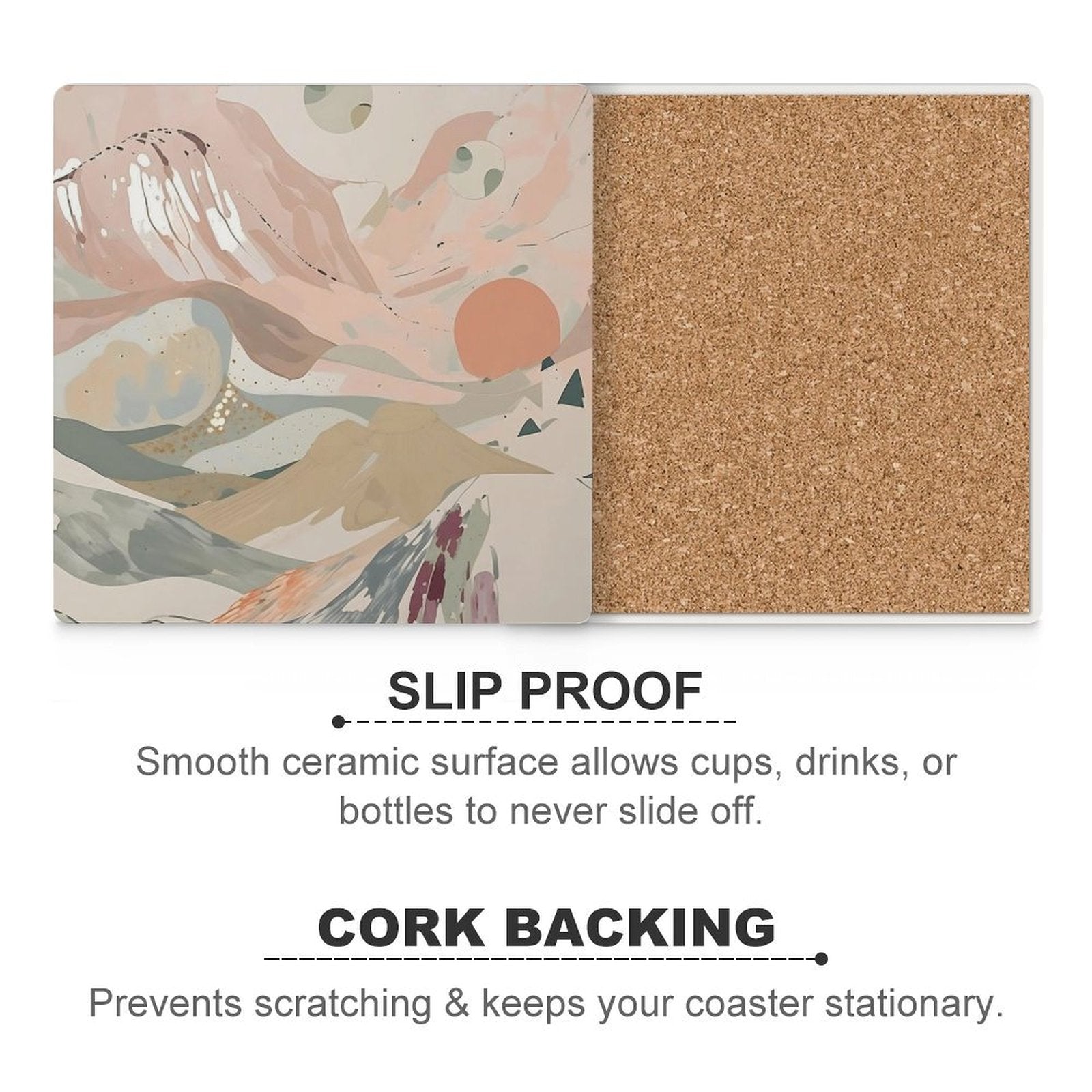 Celestial Dusk Dreamy Pastel Landscape Coasters — US-Made, Set of 4