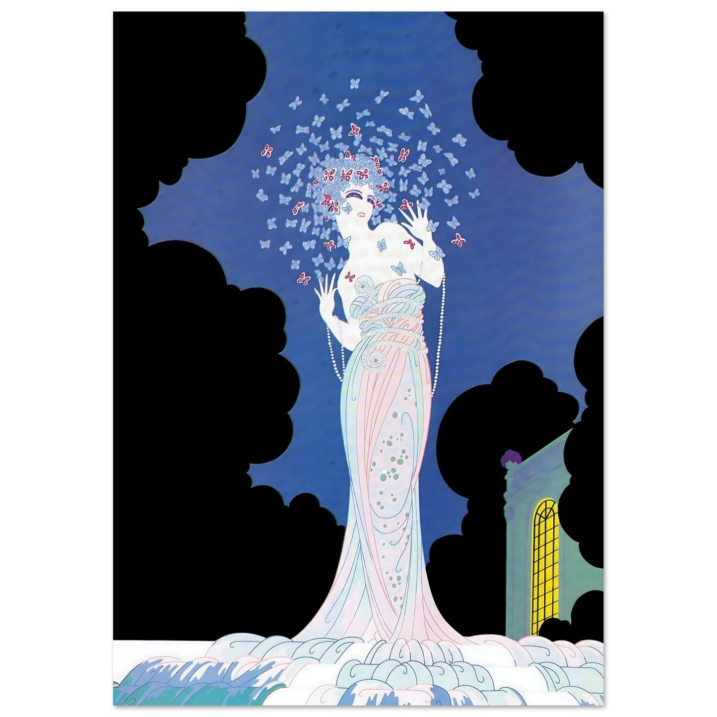 Butterfly Muse Art Deco Wall Art Poster A3 (29.7 x 42 cm)