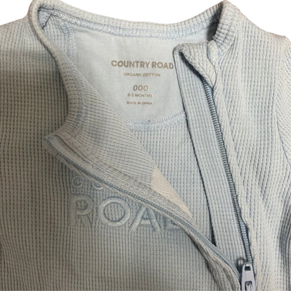 Country Road Baby One Piece | Blue Waffle Knit | Size 000 (0-3M) | Pre-Owned