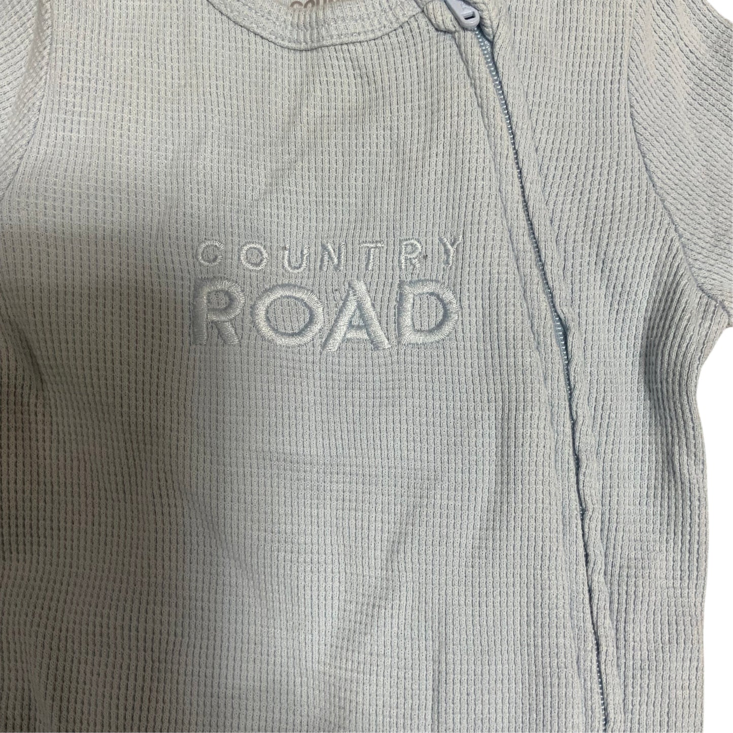 Country Road Baby One Piece | Blue Waffle Knit | Size 000 (0-3M) | Pre-Owned