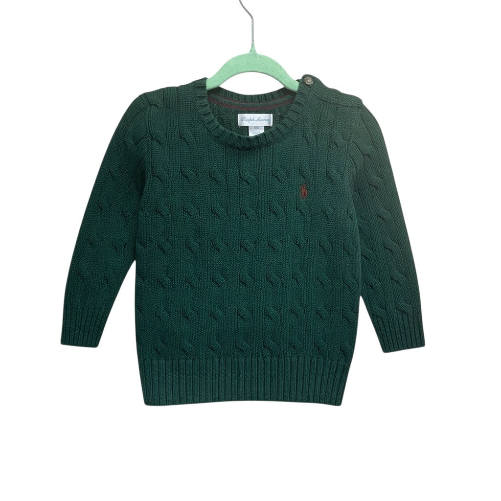 Ralph Lauren Polo Sweater | Green Cable Knit | 18 Months | Pre-Owned