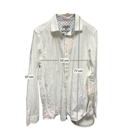 Ted Baker London White Embossed Shirt | Size 4 (Large) | Pre-Owned
