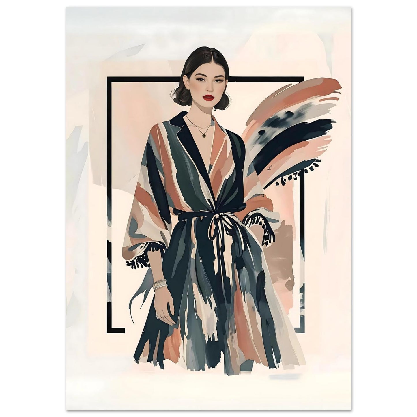 Kimono Chic Fashion Illustration Wall Art Poster 21x29.7 cm 8x12"