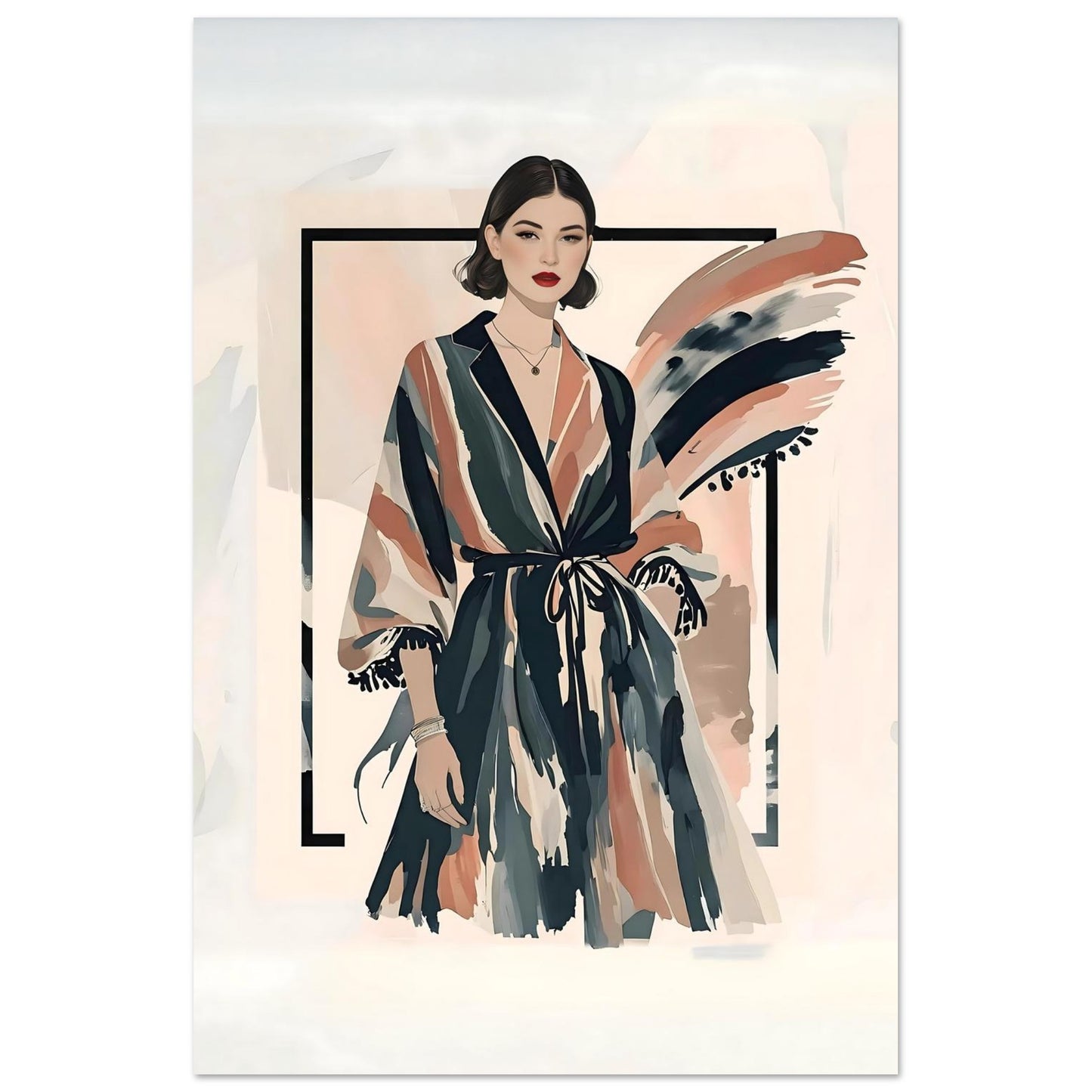 Kimono Chic Fashion Illustration Wall Art Poster 60x90 cm 24x36″