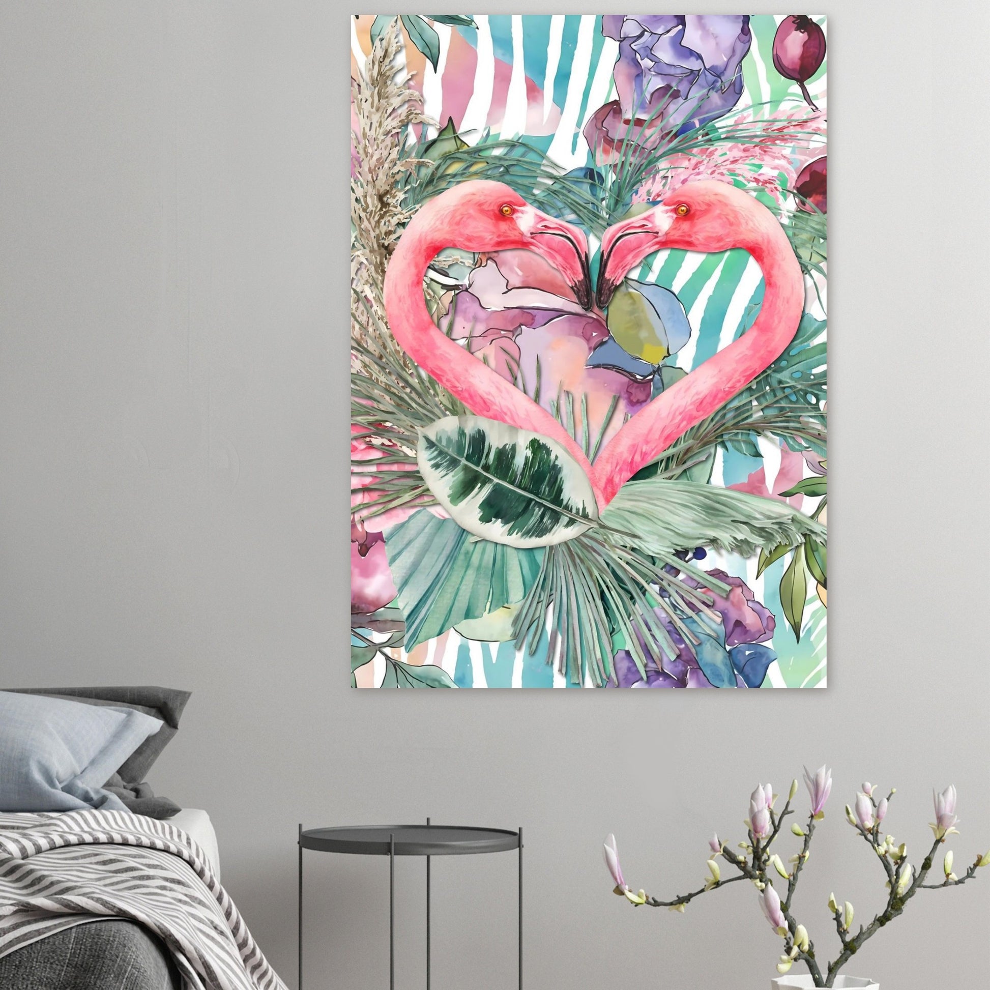 Flamingo Love Tropical Wall Art Poster
