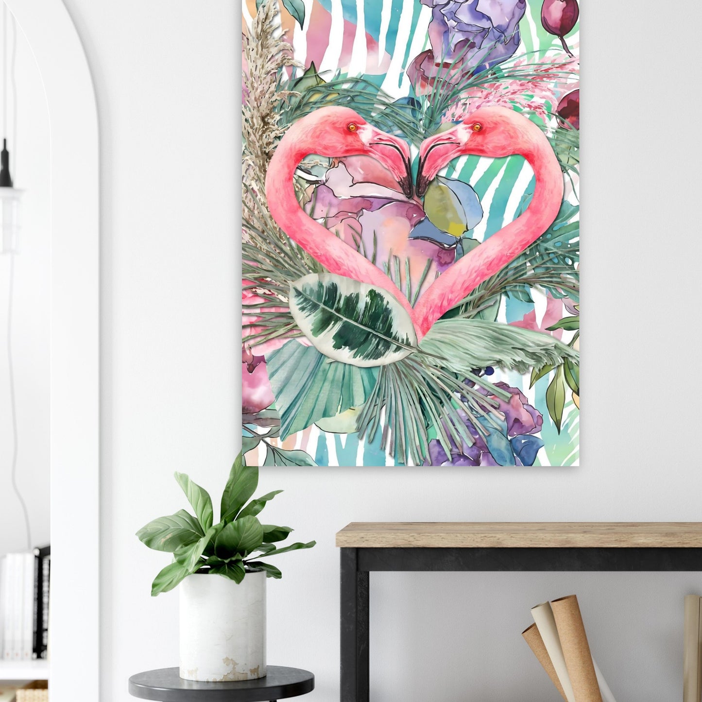 Flamingo Love Tropical Wall Art Poster