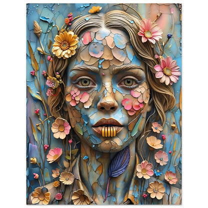 Bloom & Fracture Surreal Portrait Wall Art Poster 27x35 cm 11x14″