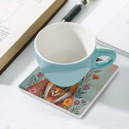 Kangaroo & Joey Australian Wildflower Coasters — US-Made, Set of 4
